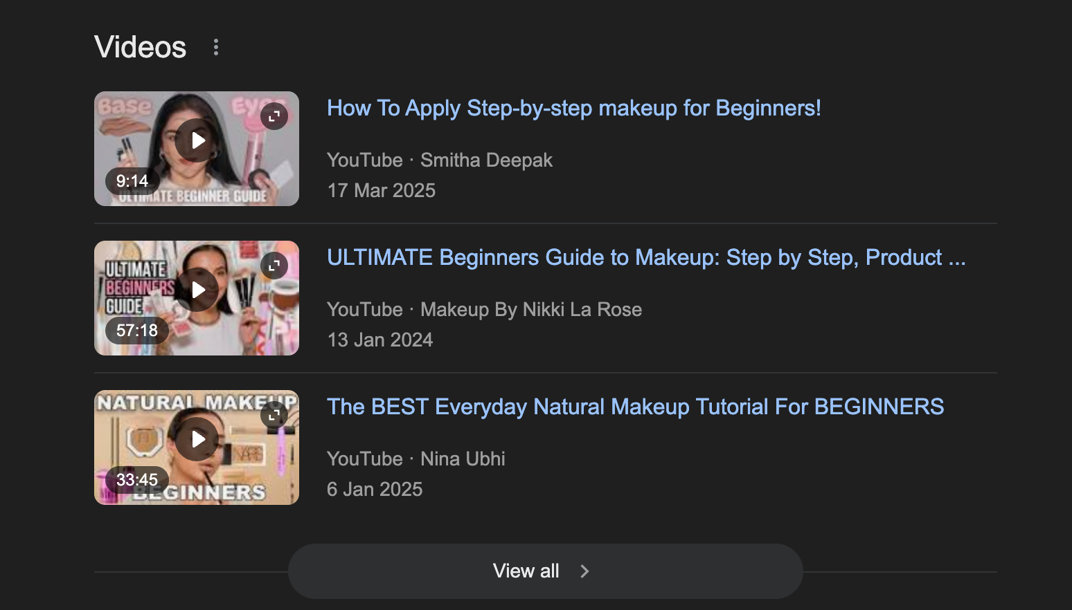 Videos Pack screenshot - main carousel view